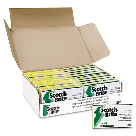 Scotch-Brite Professional Medium-Duty Scrubbing Sponge, 3.6 x 6.1, Yellow/Green, PK20 74